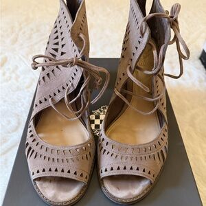 Vince Camuto Tan Lace-Up Heels